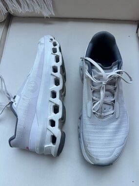 On Running White and Gray Cloudnova Sneakers
